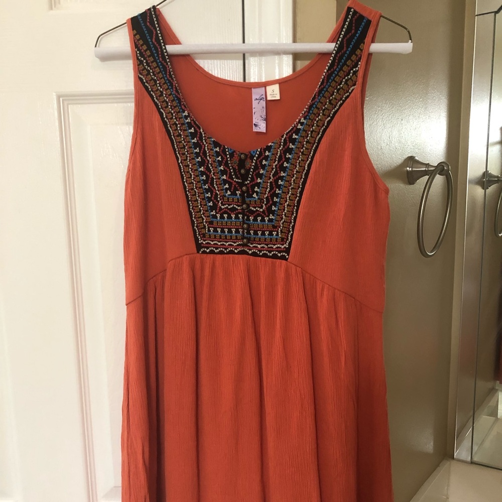Orange embroidered dress. Size Small Alya Brand